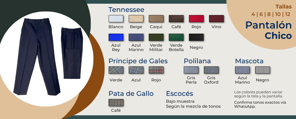 Venta de pantalones escolares chicos